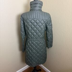 Michael Kors Packable Down Fill Long Quilted Puffer Coat Olive Green S